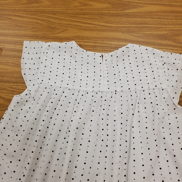 Zac & Rachel Polka Dot Top Blouse Flutter Sleeves Women’s L - Picture 6 of 7